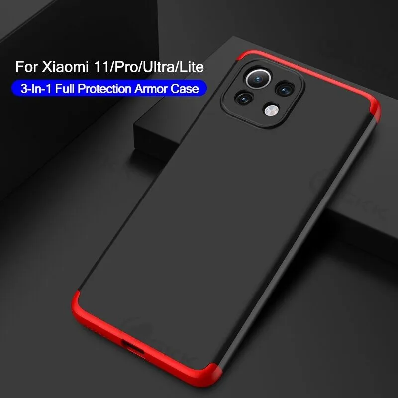 GOKEN Cover 360° Per Xiaomi Mi 11 Lite / NE / 5G – Custodia Rugged Con Pellicola Protettiva Integrata, Paraurti TPU E Retro Rigido, Viola