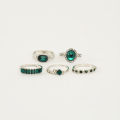 5pcs Green Crystal Rings Set for Women.