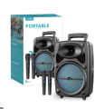 GTS 2385 Portable Rechargeable 8 inch Wireless Speaker With 2 Wireless Microphone Karaoke. 