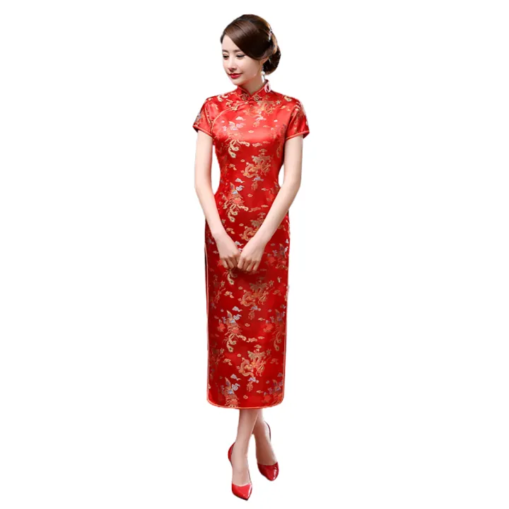 Women%20Short%20Sleeve%20Chinese%20Cheongsam%20Banquet%20Midi%20Dress%20-%20Image%205