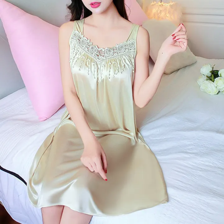 Women%20Sleeping%20Gown%20Pure%20Colors%20Great%20Stitching%20Women%20Nightie%20-%20Image%203