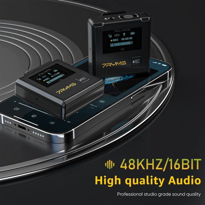 Wireless%20Lavalier%20Microphone%207RYMS%20iRay%20DW30%202.4G%20Lapel%20Mic%20With%20Charging%20Box%20For%20Dslr%20Camera%20Phone,%20Support%20On-board%20Recording%20-%20Image%205