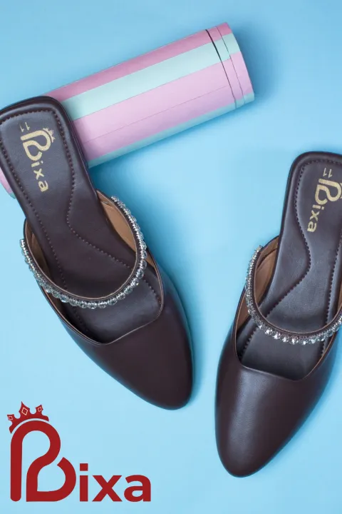 Shoe%20For%20Women%20Dark%20Brown%20Chocolate%20Stoned%20Flat%20Shoe%20For%20Women%20With%20Artificial%20Lather%20-%20Image%202