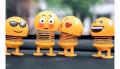 4 pis Emoji Smiley Face Spring Doll, Cute Emoji Bobble Head Dolls Car/table Ornaments Bounce Toys, Spring for Children Shaking Head Expression Pack Toys Mix design - Yellow.