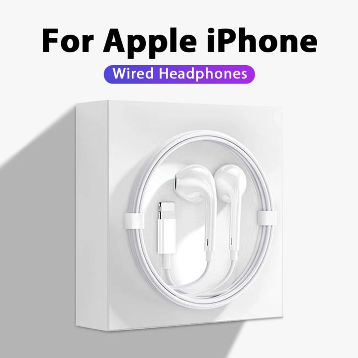 Wired Headphones For Apple iPhone 14 13 12 11 Pro Max Mini 8 Plus Lightning Wired Earphones Bluetooth Earbuds Phone Accessories
