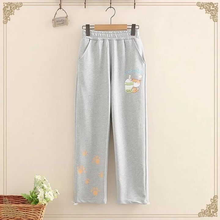 Autumn%20New%20Girls'%20High%20Waist%20Cat%20Printed%20Pocket%20Trousers%20-%20Image%204