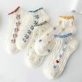 5pair /Lot Ankle Socks for Women Crew Colorful No Show Low Cut Invisible Cotton Thin Non-slip Silicone Breathable Walking White. 