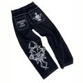 Women's Skeleton Embroidery Jeans, Men's Casual Street Style Loose Fit Jeans,Hip Hop Y2K New Straight Cargo Pants Streetwear. 