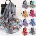 【Hey my home】25# Women Winter Knitting Scarf Flower Print Long Wrap Scarf Simulation Shawl Scarves Button Soft Wrap Shawls. 