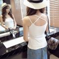Women's Small Sling Vest Women's Outer Wear Slim-Fit Anti-Exposure Small Short Black and White Female Student Slimming Inner. 