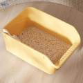 Semi Enclosed Cat Bedpan Cat Litter Container Cat Toilet Sand Box yellow.
