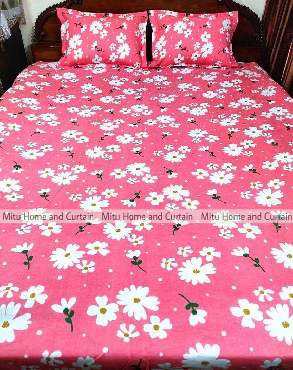 King%20Size%20Bed%20Sheet%20Set%20with%20Pillow%20Cover%20Chador%20set%207.5%C3%978.25%20feet%20Full%20Cotton%20Fabric%20in%20Red,%20Blue,%20Pink,%20Green%20-%20Reliable%20and%20Durable%20Bedding%20-%20Image%203