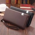 Original Luxury Brand Men's Wallet Business Striped Clutch Leather Purse For Male Fashion Man Card Holder With Aipper Phone Bag.