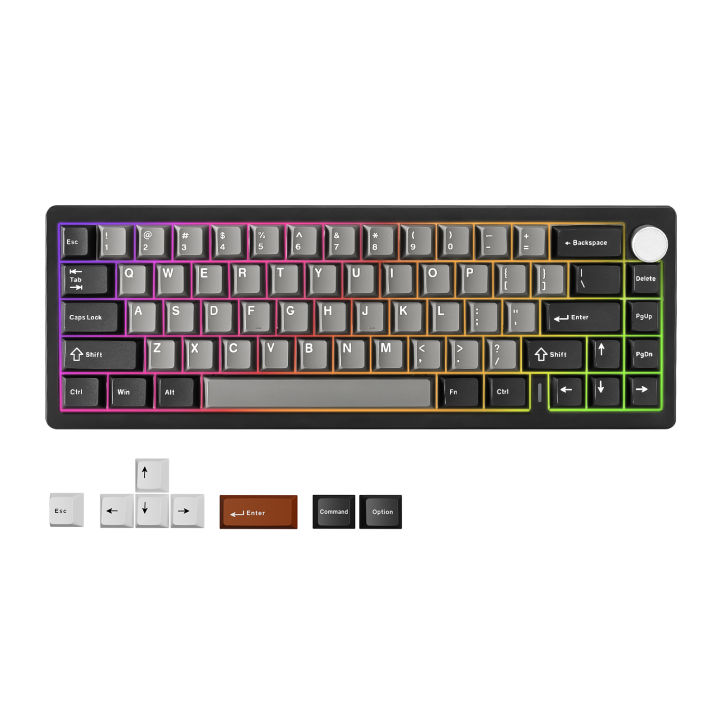 YUNZII%20AL68%20Silver%20Wireless%20Custom%20Mechanical%20Keyboard,%20QMK/VIA%20Aluminum%20Keyboard,%20Hot%20Swap%20Gasket%20Gaming%20Keyboard%20with%20Knob%20-%20Image%207