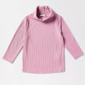 Long Sleeve Ribbed Turtle Neck T-shirt - Pink.