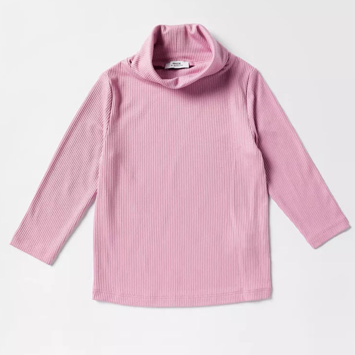 Long Sleeve Ribbed Turtle Neck T-shirt - Pink