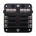 NXFDSIOZ 4X 6-Way Waterproof Fuse Block,with LED Indicator 12 Circuits with Negative Marine Fuse Box for Dc 12/24V Car RV Truck. 