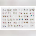 36 Pairs/ 72 Pieces Set Fashion Bow Snowflake Cat Stud Earrings Set Handmade Cartoon Earrings For Women Girls Children Jewelry Gift. 
