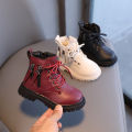 Autumn and winter new children's velvet Martin boots, British style boys, warm small leather shoes, girls, cotton fashion booties.