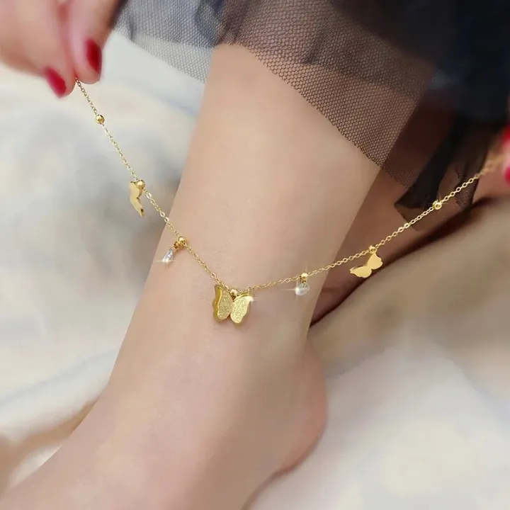 OIMG%20316L%20Stainless%20Steel%20Gold%20Plated%20Not%20Fade%20Korean%20Sweet%20Frosting%20Butterfly%20Anklet%20for%20Women%20Girl%20Foot%20Accessories%20Waterproof%20-%20Image%202
