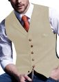 Mens Business Formal Dress Suit Vest Slim Fit Plaid V-neck Casual Waistcoat Wedding For Tuxedo Men Vest.