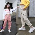 Pants For Girls Solid Pants Girls Fashion Drawstring Child Trouser Teenage Child Girl Cargo Pants For Kids Clothes 8 10 12. 