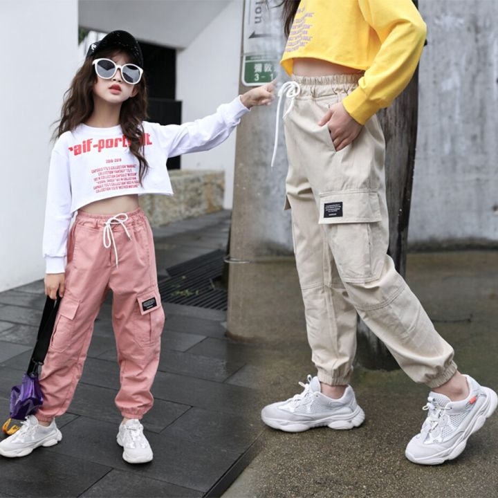 Pants%20For%20Girls%20Solid%20Pants%20Girls%20Fashion%20Drawstring%20Child%20Trouser%20Teenage%20Child%20Girl%20Cargo%20Pants%20For%20Kids%20Clothes%208%2010%2012%20-%20Image%204