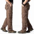 Men's Cargo Pants Mens Pure Cotton Casual Multi Pockets Military Tactical Pants Men Outwear Straight Tall Waist Trousers. 