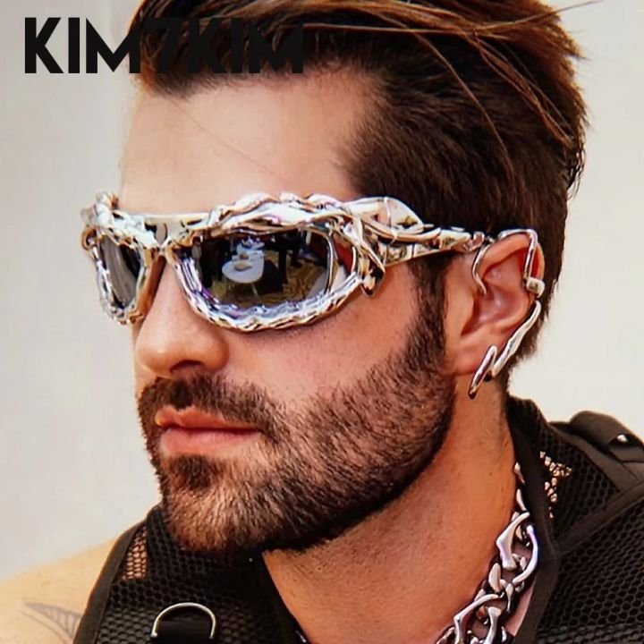 Steampunk Y2k Twisted Sunglasses Men Women 2023 Luxury Brand Trendy Hip Hop  Punk Sun Glasses Male Streetwear Shades Gafas De Sol
