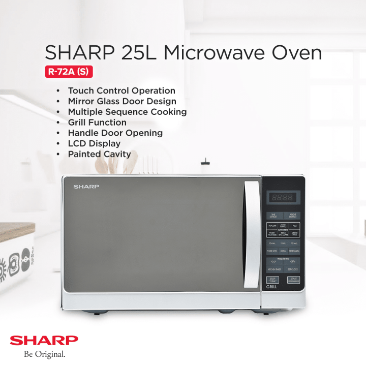 SHARP%2025L%20MICROWAVE%20OVEN%20WITH%20GRILL,,%20R-72A1(SM)V,%20Silver%20Colour.%20-%20Image%202