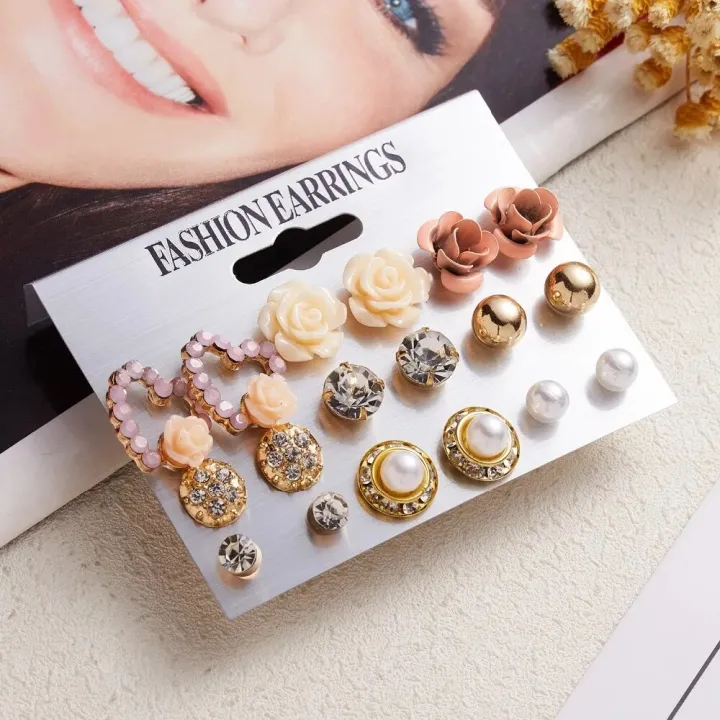9%20Pairs/Set%20Women's%20Crystal%20Pearl%20Flower%20Ear%20Studs%20Earrings%20Elegant%20Jewelry%20Gift%20Crystal%20Stud%20Earring%20Sets%20Mix%20Jewelry%20-%20Image%204