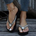Shiny Crystal Platform Flip Flops Women 2024 Summer Outdoor Wedges Slippers Woman Plus Size 42 Light Walking Sandals Woman Slide. 