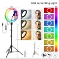 10 inch RGB LED Soft Ring Light with Tripod Stand for Photography Makeup YouTube Video Shooting Selfie.