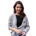 Women Cardigan Heart Eye Embroidered Cotton V-Neck Button Long Sleeve Spring Autumn Lady Casual Knit Sweater. 