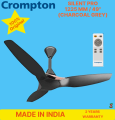 Crompton Silent Pro Enso 1225 mm (48 inch) ActivBLDC Remote Controlled Ceiling Fan with Anti Dust Technology (Charcoal Grey). 