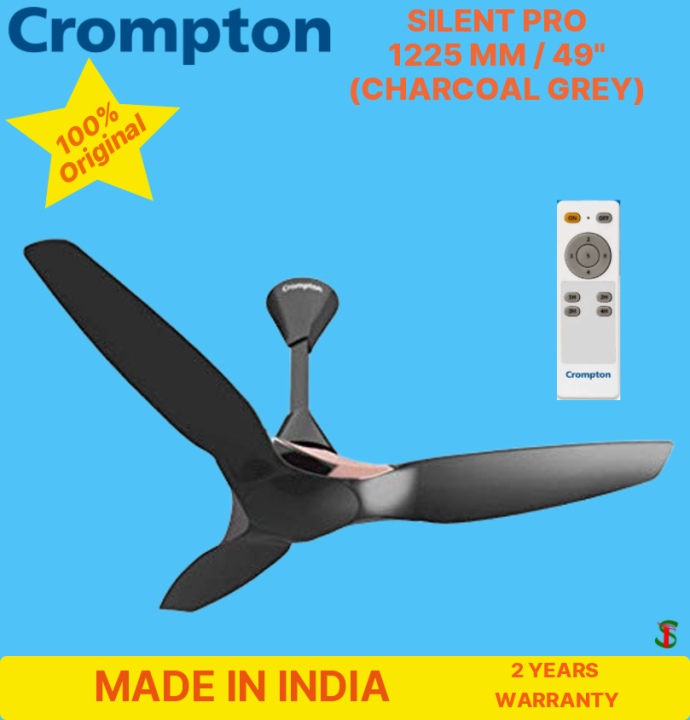 Crompton Silent Pro Enso 1225 mm (48 inch) ActivBLDC Remote Controlled Ceiling Fan with Anti Dust Technology (Charcoal Grey)