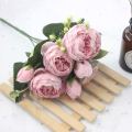 1 Bouquet 9 heads Artificial Peony Tea Rose Flowers Camellia Silk Flower flores for DIY Home Garden Wedding Decoration. 