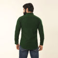 Bottle Green Color Cotton Solid Full Sleeve Casual Shirt for Men. 