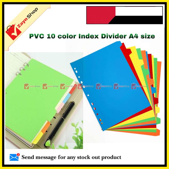 Plastic%20Index%20Divider%20A4%20size%20Sheet%20pack%20of%2010%20colors%201%20set%20-%20Image%202