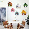 5x House Shaped Floating Wall Mounted Shelves For Decor White. 