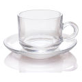 Crystal Clear Glass Tea Cup Set with Saucers (6+6 Pieces) OLiLA E006. 
