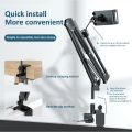 Long Arm Phone Stand Tablet Holder Metal 360 Degree Multi-angle Adjust For 3.5-10.6 inch Desktop Bedside Live Overhead Shot.