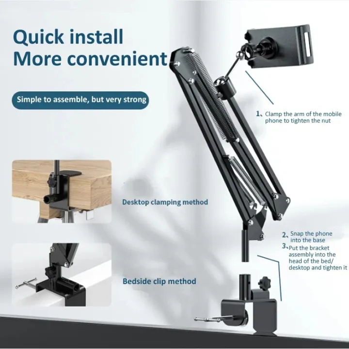Long%20Arm%20Phone%20Stand%20Tablet%20Holder%20Metal%20360%20Degree%20Multi-angle%20Adjust%20For%203.5-10.6%20inch%20Desktop%20Bedside%20Live%20Overhead%20Shot%20-%20Image%204