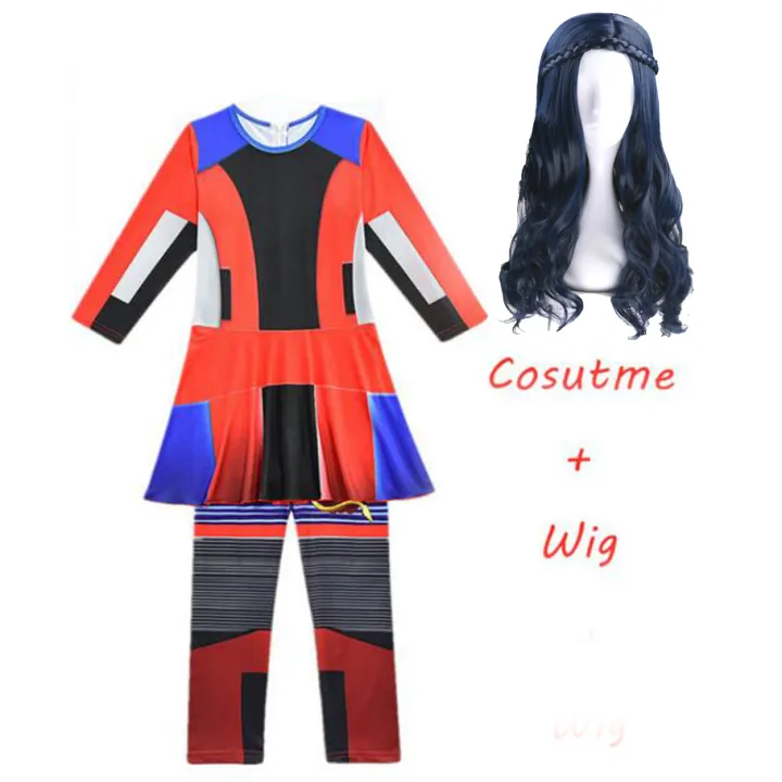 Audrey%20Evie%20Evil%20Mal%20Descendants%20Cosplay%20Costume%20Girls%20Birthday%20Party%20Halloween%20Costume%20And%20Wig%20For%20Kids%20Disguise%20Descendants%203%20-%20Image%203