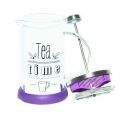 French Press Herb Tea Teapot Heat resistant glass Material Purple 600ML. 