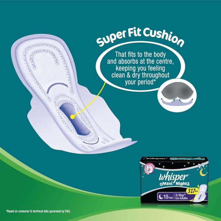 Whisper%20Maxi%20Overnight%20Sanitary%20Pads%20-%20XL%20Wings%2015%20Units%20-%20Image%203