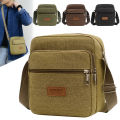 Men's Canvas Large Capacity Shoulder Bag Fashion Korean Version Men's Crossbody Bag Business Crossbody Packing Money Slip Backpack.