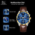 LouisWill Watches Fashion Men Watches Business Casual Wristwatches Leather  Watch Quartz Watch Chronograph Watches Luminous Pointers Watch True Three-eye Watch 3ATM Waterproof Watch With Calendar. 