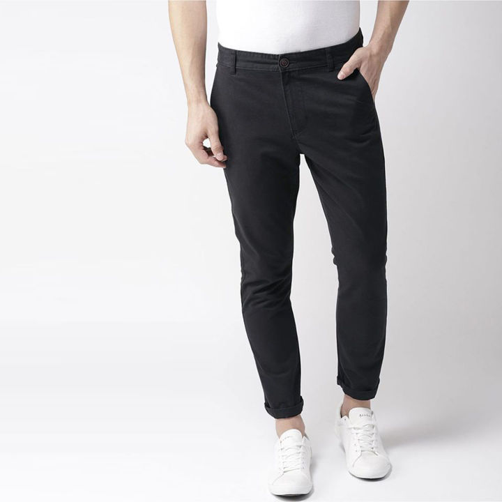 Slim-Fit Chino Gabardine Pants - Black