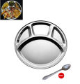 4 Compartment Stainless Steel Divided Dinner Plate - 12 inch. 